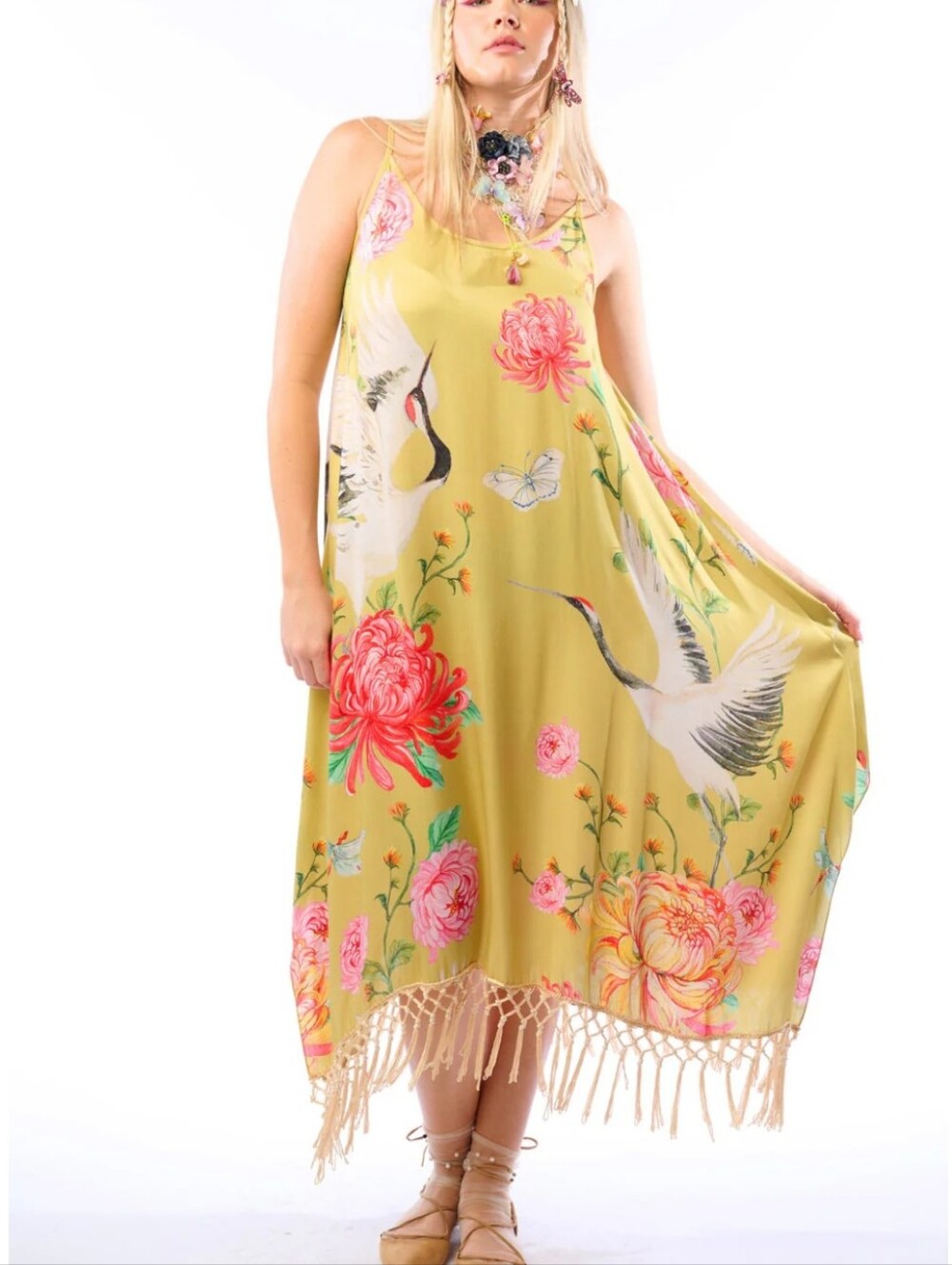💓HP💓NWOT Aratta Legend Of The Crane Midi Dress. Small